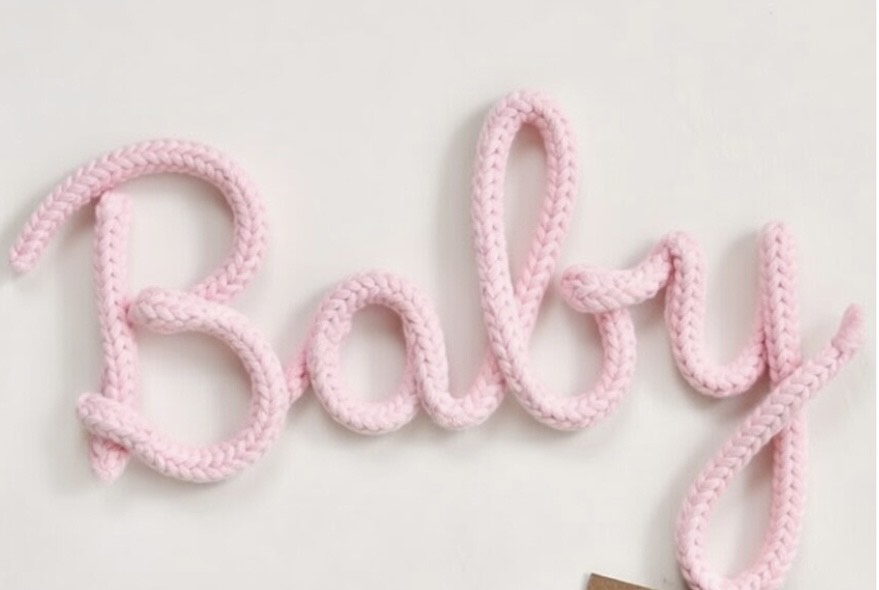 Custom Knitted Wire Baby Sign, Nursery Decor, Hospital door decor, Personalized Script Word Art