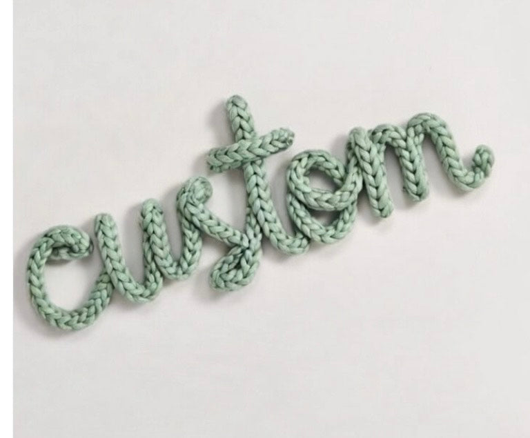 Custom Knitted Wire Baby Sign, Nursery Decor, Hospital door decor, Personalized Script Word Art
